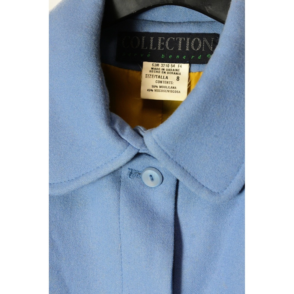 Vintage Periwinkle Blue Wool Blazer Womens 8 Harve Benard Covered Buttons Seamed - Picture 6 of 9